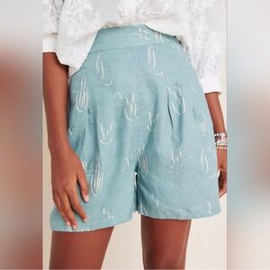 High Waist Teal Patterned Women's Shorts
